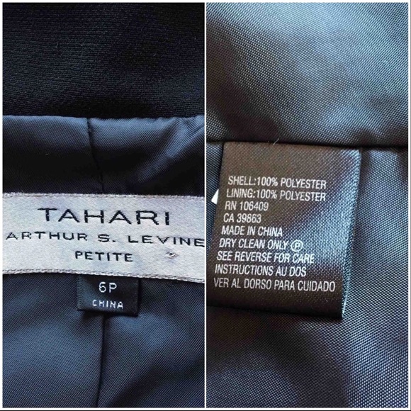 Tahari Black Blazer Size 6P - Picture 7 of 8